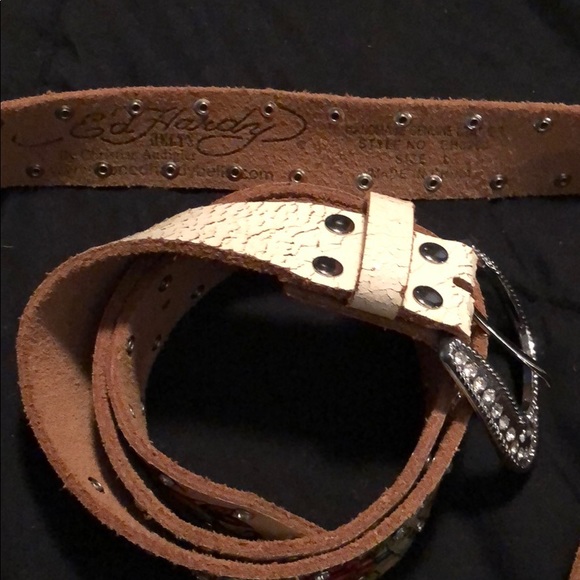 1 LEFT! ED HARDY Leather belt- Medium - Picture 3 of 4